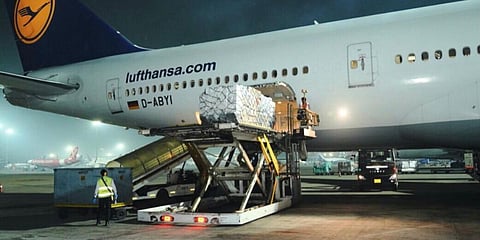 Vital medical supplies from UK arrives in India. (Photo| Twitter/ @MEAIndia)