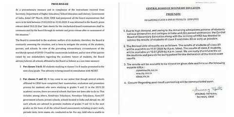 'Viral circular on public exams is fake:' CBSE warns students, parents