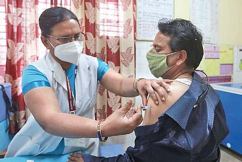 A man receives Covid-19 vaccine. (Representational Photo | Shekhar Yadav, EPS)