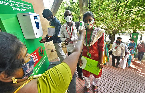 File photo from the time when medical counselling was being held at Jawaharlal Nehru Stadium in Chennai. (Ashwin Prasath, EPS)