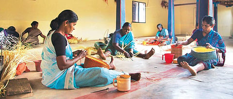 Women working on kattan