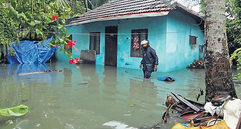 Water gushes into a house following the sea attack near Kannamaly in Ernakulam on Sunday | Arun Angela