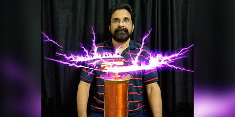VS Sabu with his version of Tesla coils (Photo | Express)