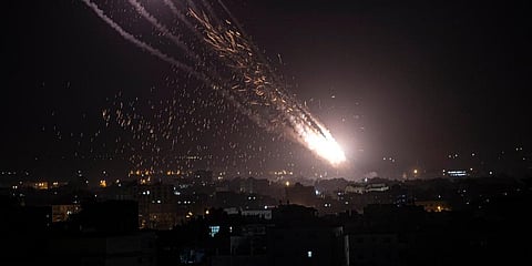 Rockets are launched from the Gaza Strip towards Israel, Monday, May. 10, 2021. (Photo | AP)