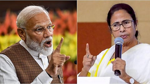 Prime Minister Narendra Modi (L) and West Bengal Chief Minister Mamata Banerjee (R).