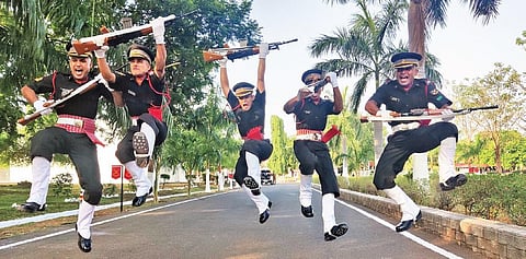 Cadets celebrate after the passing out parade held at the Officers Training Academy (OTA) on Saturday in Chennai | Express