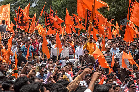 Maratha Kranti Morcha activists during a protest over their demands for reservations. (File Photo | PTI)