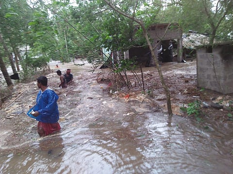 Sea surge enters a village in Balasore district during landfall. (File Photo | Express)