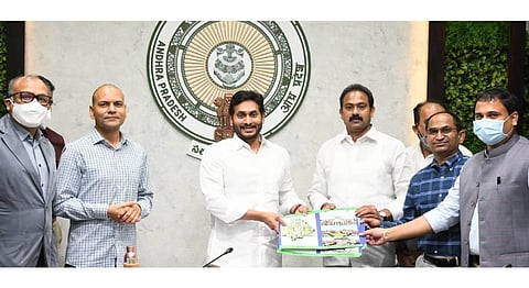 CM YS Jagan Mohan Reddy lays stone for 14 medical colleges from his camp office in Tadepalli on Monday I EPS