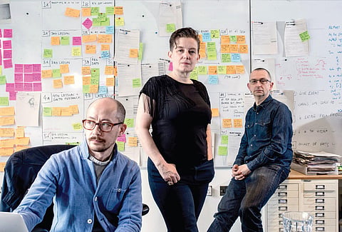 Blast Theory founders Matt Adams, Ju Row Farr and Nick Tandavanitj , Andrew Testa for the New York Times