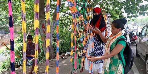 Girls buying swing for Raja festival in Bhubaneswar. (File Photo | EPS)
