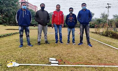 The IIT team which has developed a new Smart Auto-Irrigation and Soil Monitoring System. (Photo | Express)
