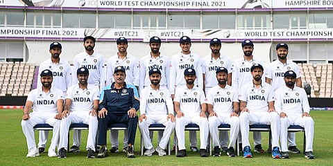 WTC Final India squad with head coach Ravi Shastri (Photo | ICC Official Twitter)