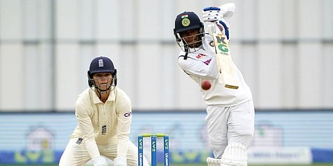 India's Pooja Vastrakar in action during day three of the Women's International Test match between England and India at the Bristol County Ground in Bristol. (Photo | AP)