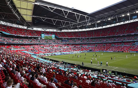 England gets to stay in London for the round of 16 and could win the tournament having played six of seven games at Wembley Stadium. (Photo | AP)