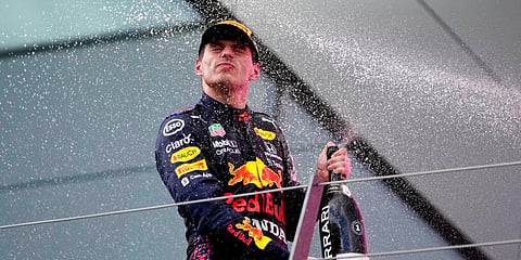 Red Bull driver Max Verstappen of the Netherlands sprays champagne after winning the Styrian Formula One Grand Prix. (Photo | AP)