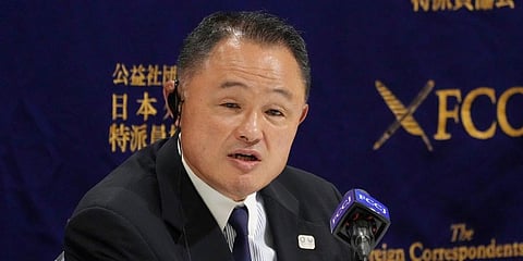 Yasuhiro Yamashita, President of the Japanese Olympic Committee, speaks during a press conference ahead of the opening of Tokyo 2020 Olympic Games on July 23. (Photo | AP)