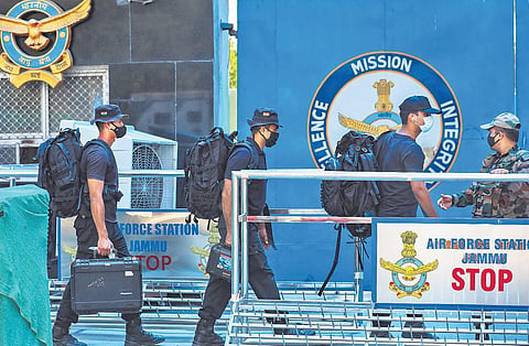 Special forces arrive at Jammu Air Force Station on June 27 after the twin blasts. (Photo | PTI)