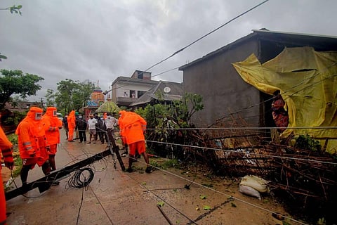 NDRF team engage in restoration work during cyclone Yaas landfall, in Balasore. (File Photo | PTI)