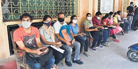 Students travelling abroad wait for their turn to get vaccinated at an international vaccination centre, in Hyderabad.
(Image used for representational purposes only)