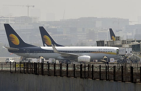 Jet Airways aircraft are seen parked on the tarmac at Chattrapati Shivaji International Airport in Mumbai. (File Photo | PTI)