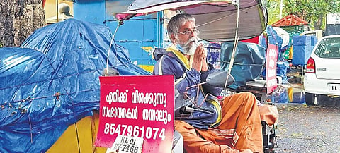 Ronald on his four-wheeler scooter in Thiruvananthapuram | Vincent Pulickal