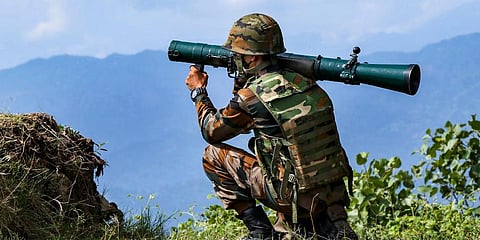An Indian soldier patrols along the Line of Control (LOC) between India and Pakistan. (Photo | PTI)