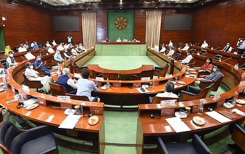 Different party leaders at the All party meeting in New Delhi. (Photo | Twitter)