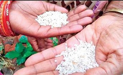 People in different wards of Kotpad NAC and villagers of Gumunda and Ghumar received off-coloured rice