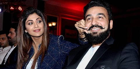 Bollywood star Shilpa Shetty with her husband Raj Kundra. (File Photo | PTI)
