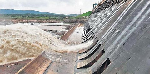 Floodwater being released from Hirakud dam. (File photo | Express)