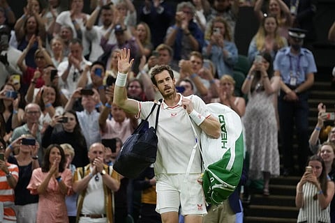 Britain's Andy Murray leaves Centre Court after being defeated by Canada's Denis Shapovalov in the men's singles third round match on day five of the Wimbledon. (Photo | AP)