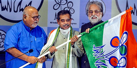 Former Congress MP Abhijit Mukherjee joins Trinamool Congress. (Photo| PTI)