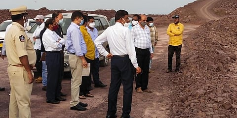 KRMB team members inspect HNSS project in Kurnool on Wednesday. (Photo| EPS)