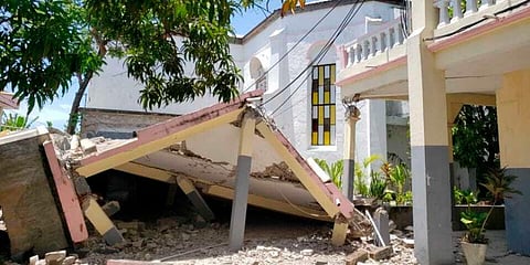 Sacred Heart church is damaged after an earthquake in Les Cayes, Haiti. (Photo | AP)