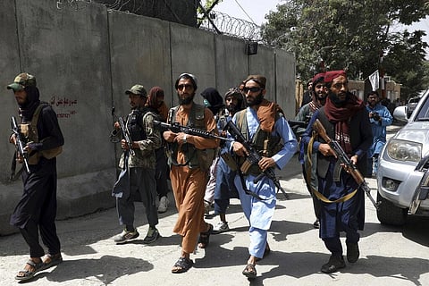 Taliban fighters patrol in Wazir Akbar Khan neighborhood in the city of Kabul, Afghanistan. (Photo | AP)