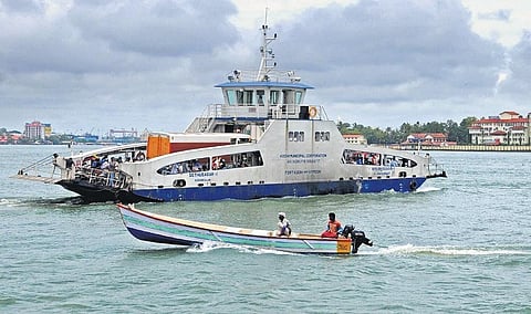 The Ro-ro vessel ferrying motorists and passengers from Fort Kochi to Vypeen on Wednesday | A Sanesh