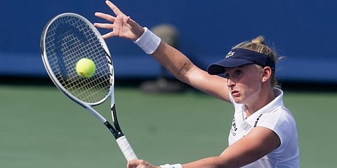 Jil Teichmann returns a shot to Karolina Pliskova during the Western & Southern Open tennis tournament in Mason, Ohio. (Photo | AP)