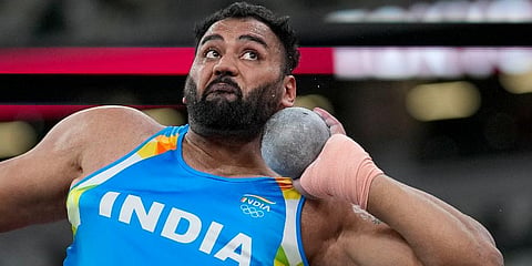 Tajinder Pal Singh Toor, of India, competes in qualifications for the men's shot put at the 2020 Summer Olympics in Tokyo. (Photo | AP)