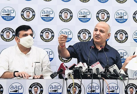 Manish Sisodia and AAP MP Sanjay Singh (File photo | EPS)