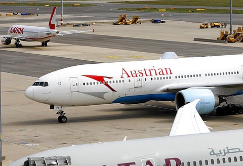 Belarusian Olympic sprinter Krystsina Tsimanouskaya has assuringly landed in an Austrian airline aircraft at Schwechat International Airport in Vienna. (Photo | AP)