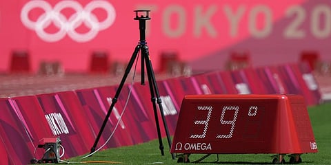Temperature on the field during the athletics at the 2020 Summer Olympics in Tokyo. (Photo | AP)