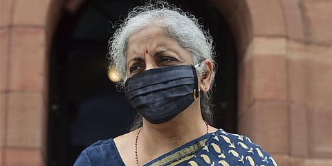 Union Finance Minister Nirmala Sitharaman during the Monsoon Session of Parliament, in New Delhi. (Photo | PTI)