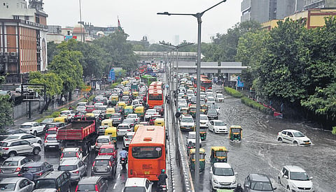 Despite all claims by the AAP government on steps to check waterlogging, the sights of vehicles and commuters wading through rain water and long traffic snarls were back | Shekhar yadav & Parveen NEGI