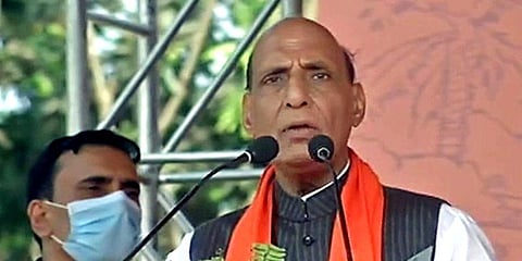 Defence Minister Rajnath Singh and Minister for Road Transport and Highways Nitin Gadkari inaugurated the Emergency Landing Field on Sept 9, 2021. (File Photo | ANI)