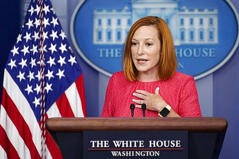 White House press secretary Jen Psaki speaks during the daily briefing at the White House in Washington. (Photo | AP)