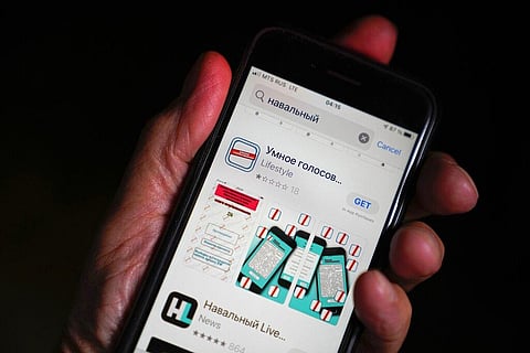 In this Sept. 5, 2021, the app Smart Voting is display on an iPhone screen in Moscow, Russia. (Photo | AP)