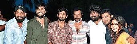The cast and crew of 'Adrishyam'.