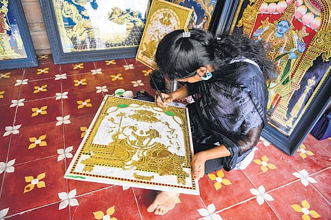 Artist Loganathan’s daughter at work | Debadatta mallick