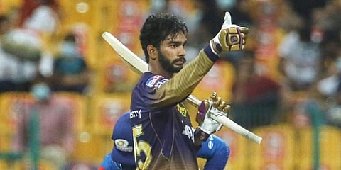 Venkatesh Iyer and Rahul Tripathi shared an 88-run stand for the second wicket which completely shut the door on MI, who suffered their second loss since IPL's resumption. (Photo | KKR Twitter)